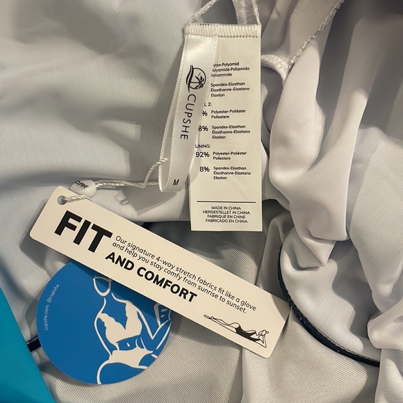 CUPSHE One Piece Blue Swimsuit Wrap Color Block with Tie Size Medium - Picture 14 of 16